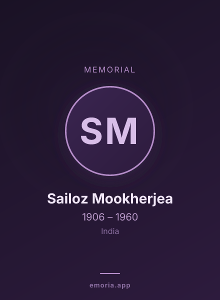 Memorial portrait of Sailoz Mookherjea
