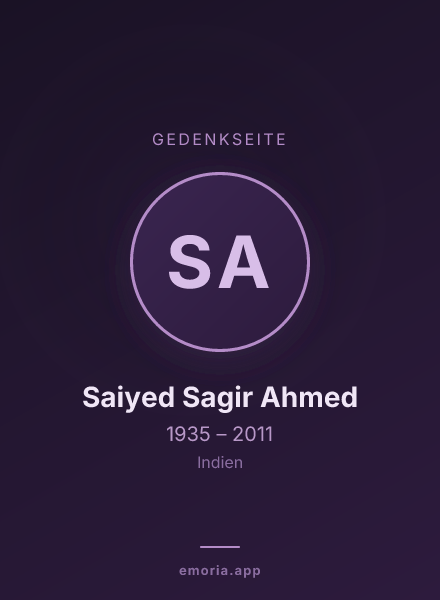 Gedenkportrait von Saiyed Sagir Ahmed