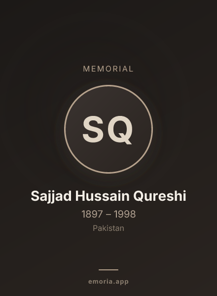Memorial portrait of Sajjad Hussain Qureshi