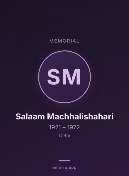 Memorial portrait of Salaam Machhalishahari
