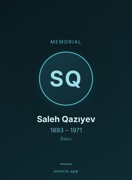 Memorial portrait of Saleh Qazıyev
