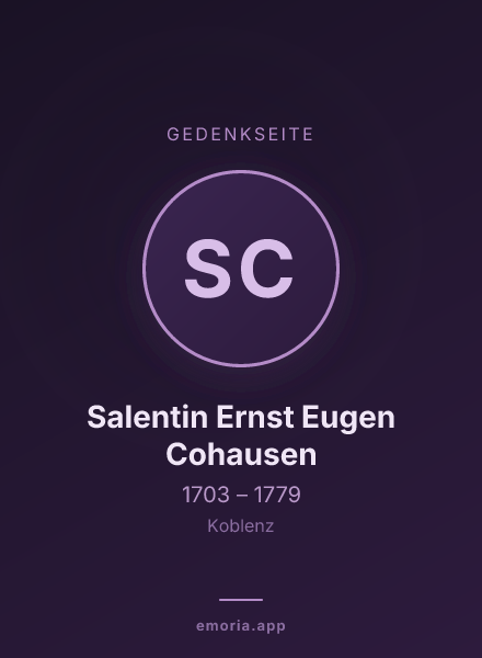 Gedenkportrait von Salentin Ernst Eugen Cohausen
