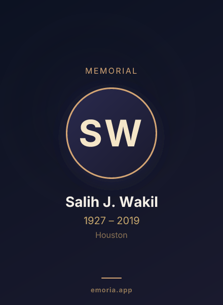 Memorial portrait of Salih J. Wakil