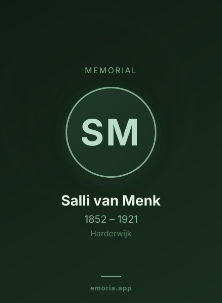 Memorial portrait of Salli van Menk