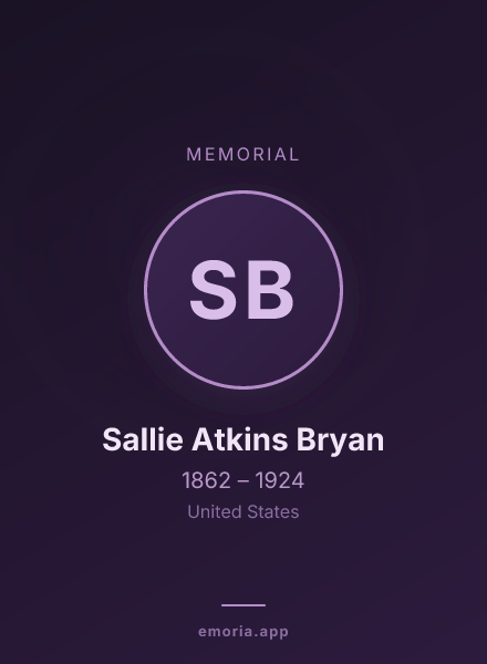 Memorial portrait of Sallie Atkins Bryan