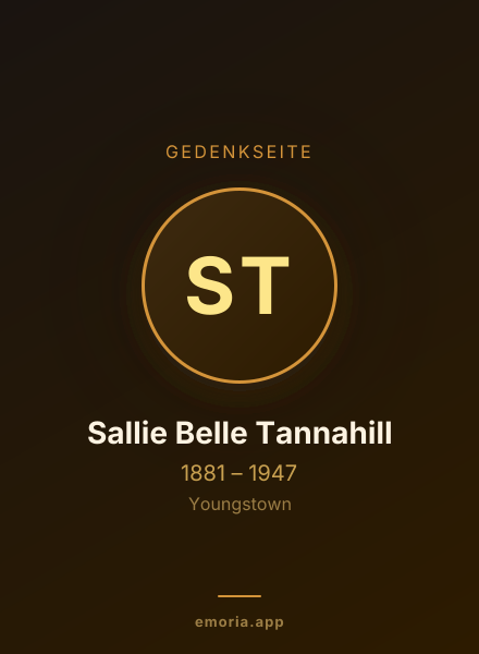 Gedenkportrait von Sallie Belle Tannahill