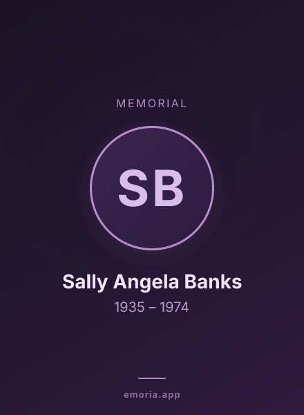 Memorial portrait of Sally Angela Banks