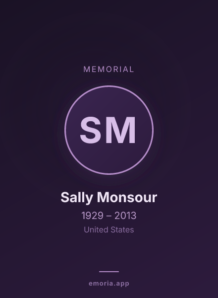 Memorial portrait of Sally Monsour