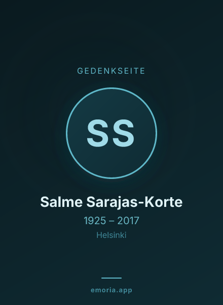 Gedenkportrait von Salme Sarajas-Korte