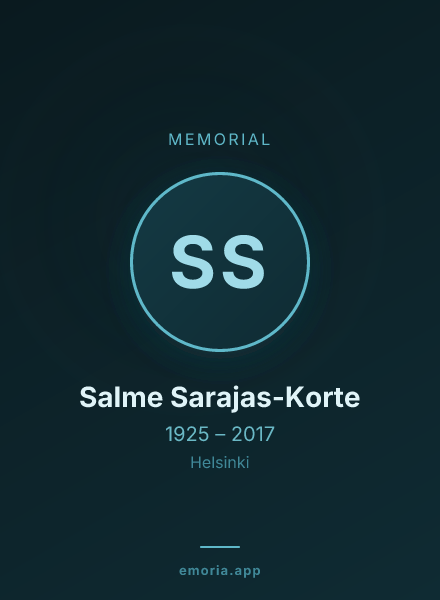 Memorial portrait of Salme Sarajas-Korte