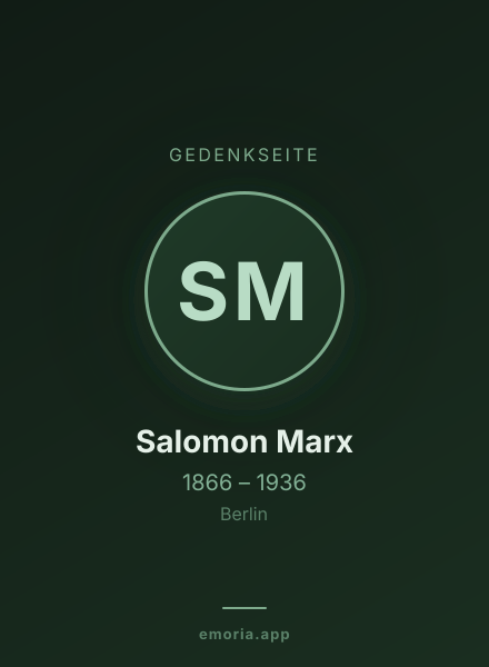 Gedenkportrait von Salomon Marx