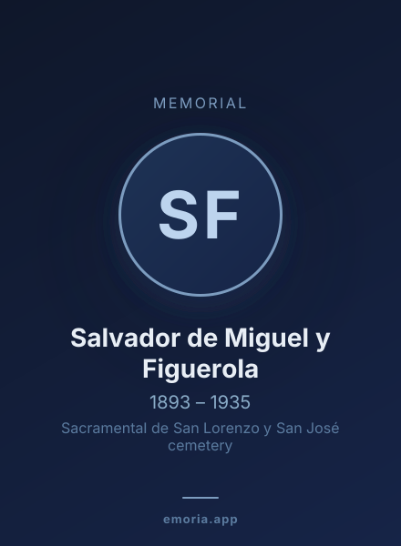 Memorial portrait of Salvador de Miguel y Figuerola