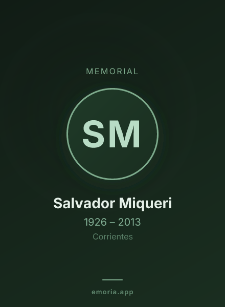 Memorial portrait of Salvador Miqueri