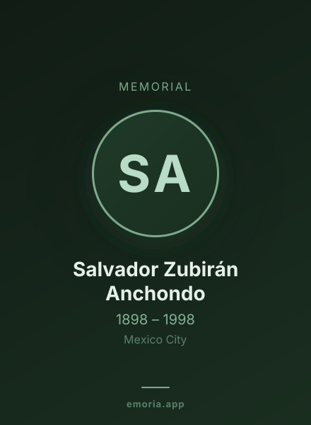 Memorial portrait of Salvador Zubirán Anchondo
