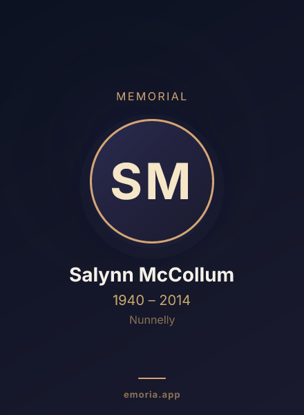 Memorial portrait of Salynn McCollum
