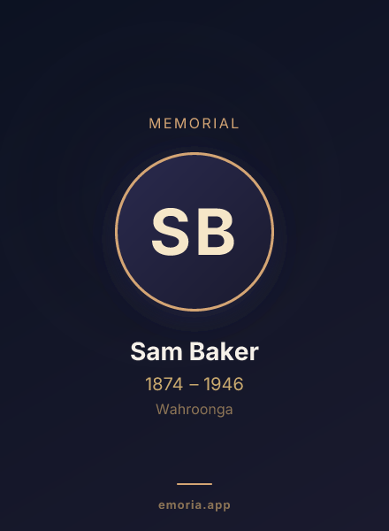 Memorial portrait of Sam Baker