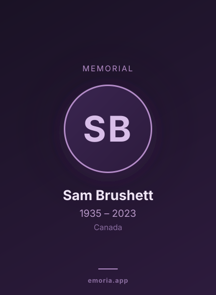 Memorial portrait of Sam Brushett