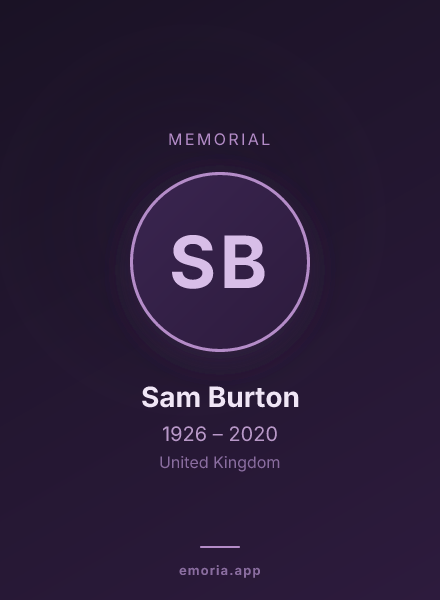 Memorial portrait of Sam Burton