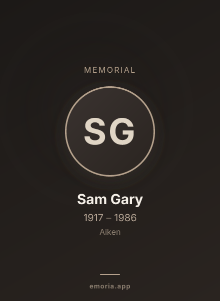 Memorial portrait of Sam Gary