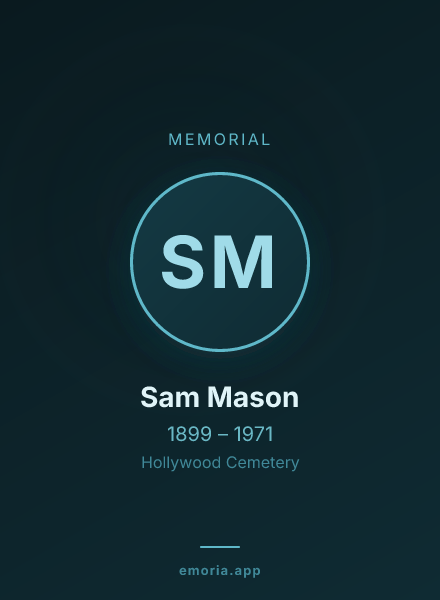 Memorial portrait of Sam Mason