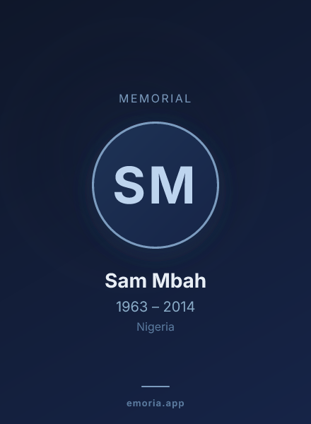Memorial portrait of Sam Mbah