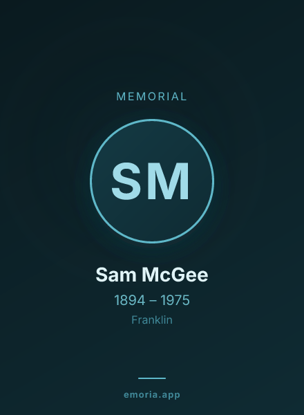 Memorial portrait of Sam McGee