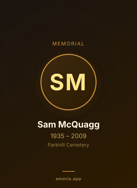 Memorial portrait of Sam McQuagg