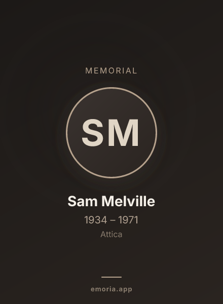 Memorial portrait of Sam Melville