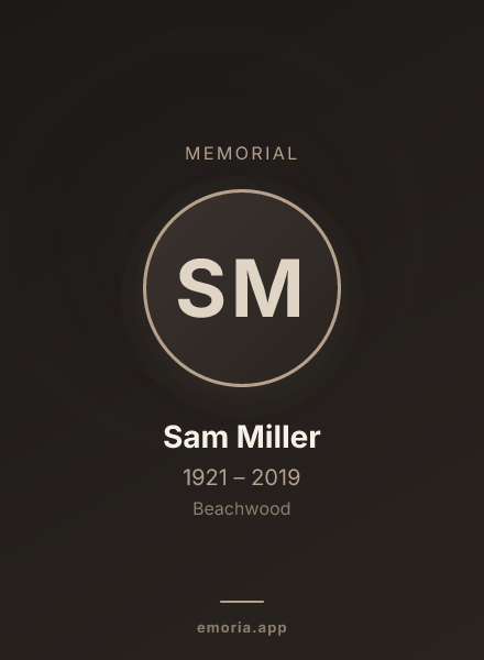 Memorial portrait of Sam Miller