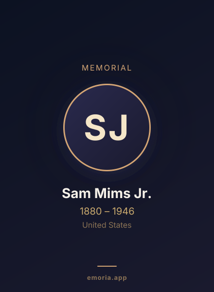 Memorial portrait of Sam Mims Jr.
