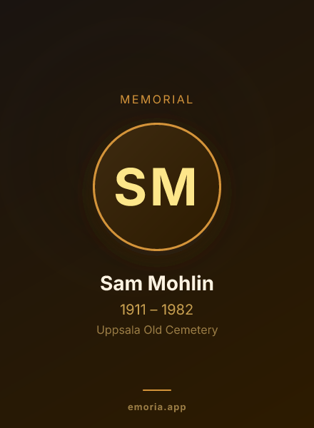 Memorial portrait of Sam Mohlin