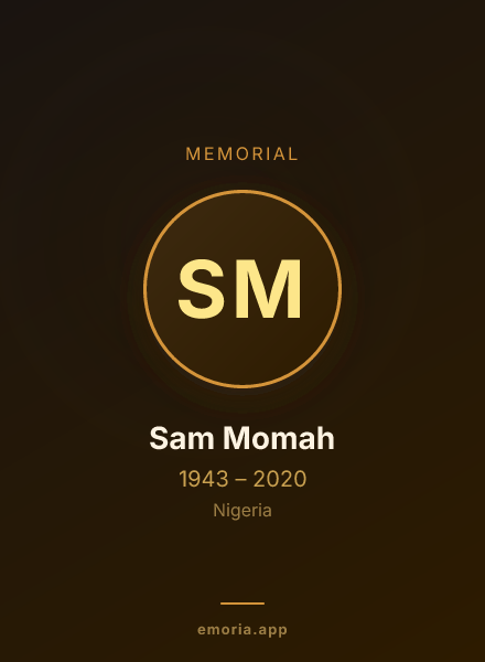 Memorial portrait of Sam Momah