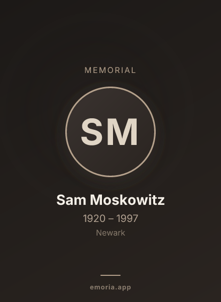 Memorial portrait of Sam Moskowitz