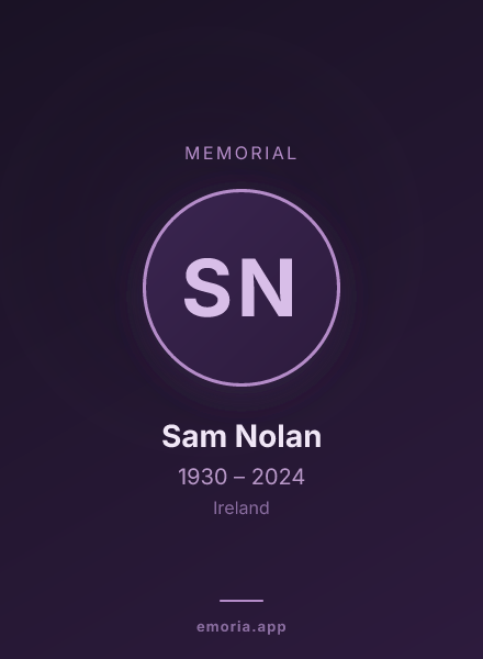 Memorial portrait of Sam Nolan