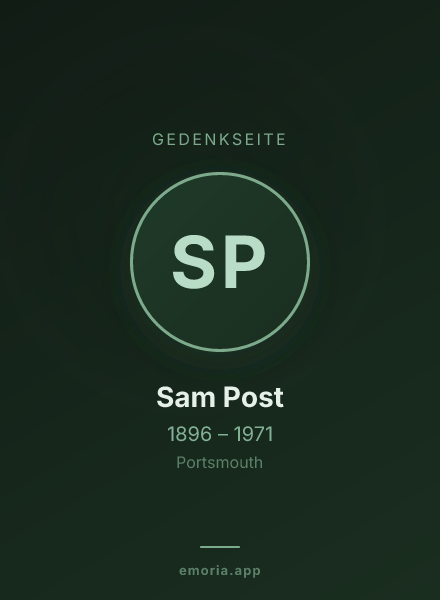 Gedenkportrait von Sam Post