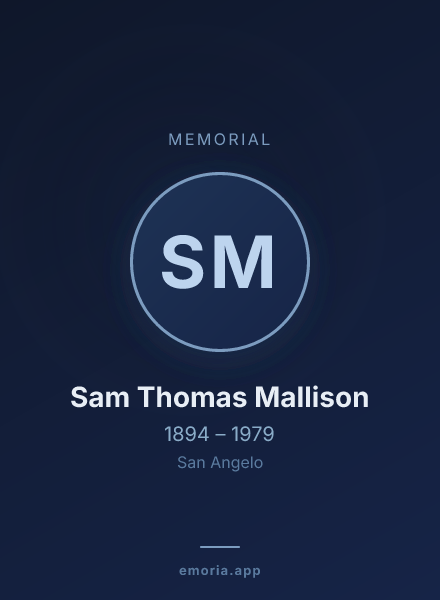Memorial portrait of Sam Thomas Mallison