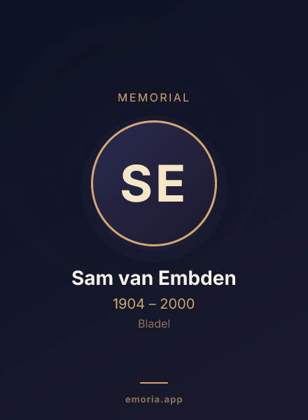 Memorial portrait of Sam van Embden