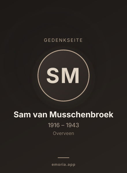 Gedenkportrait von Sam van Musschenbroek