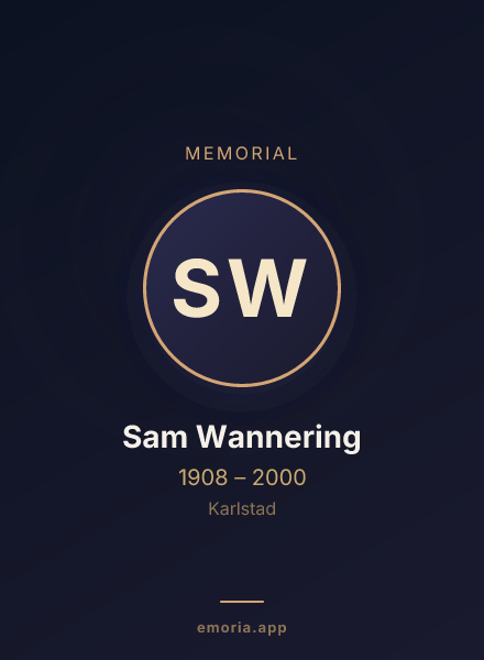 Memorial portrait of Sam Wannering