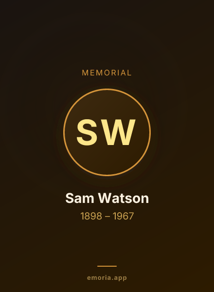 Memorial portrait of Sam Watson