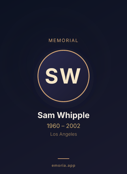 Memorial portrait of Sam Whipple