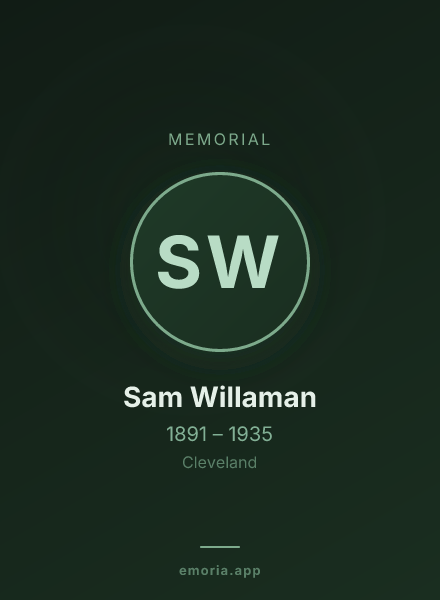 Memorial portrait of Sam Willaman