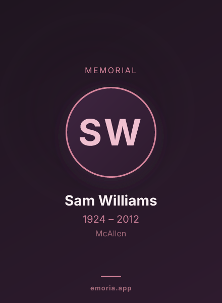 Memorial portrait of Sam Williams