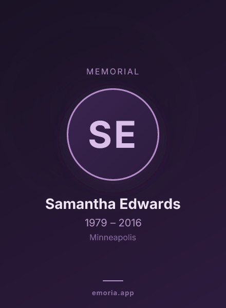 Memorial portrait of Samantha Edwards