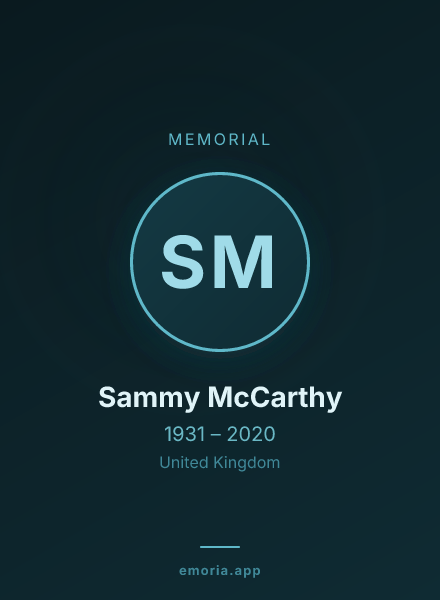 Memorial portrait of Sammy McCarthy