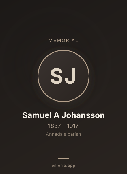 Memorial portrait of Samuel A Johansson