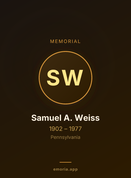 Memorial portrait of Samuel A. Weiss