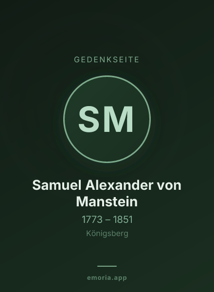 Gedenkportrait von Samuel Alexander von Manstein