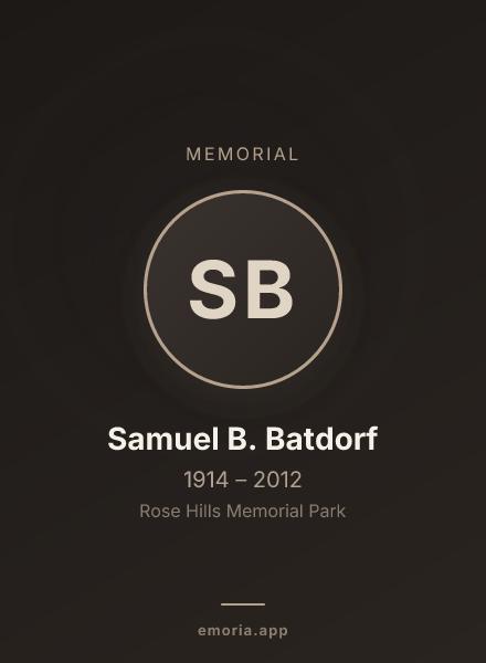 Memorial portrait of Samuel B. Batdorf
