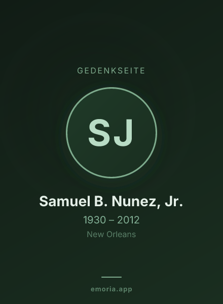 Gedenkportrait von Samuel B. Nunez, Jr.
